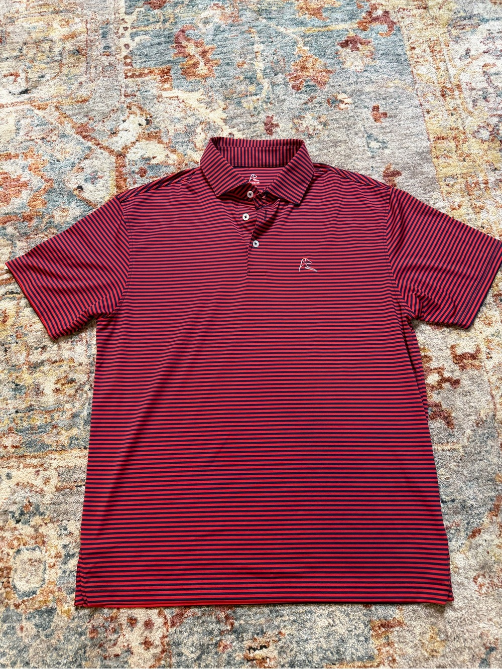 Rhoback Men's Striped Polo - Maroon and navy